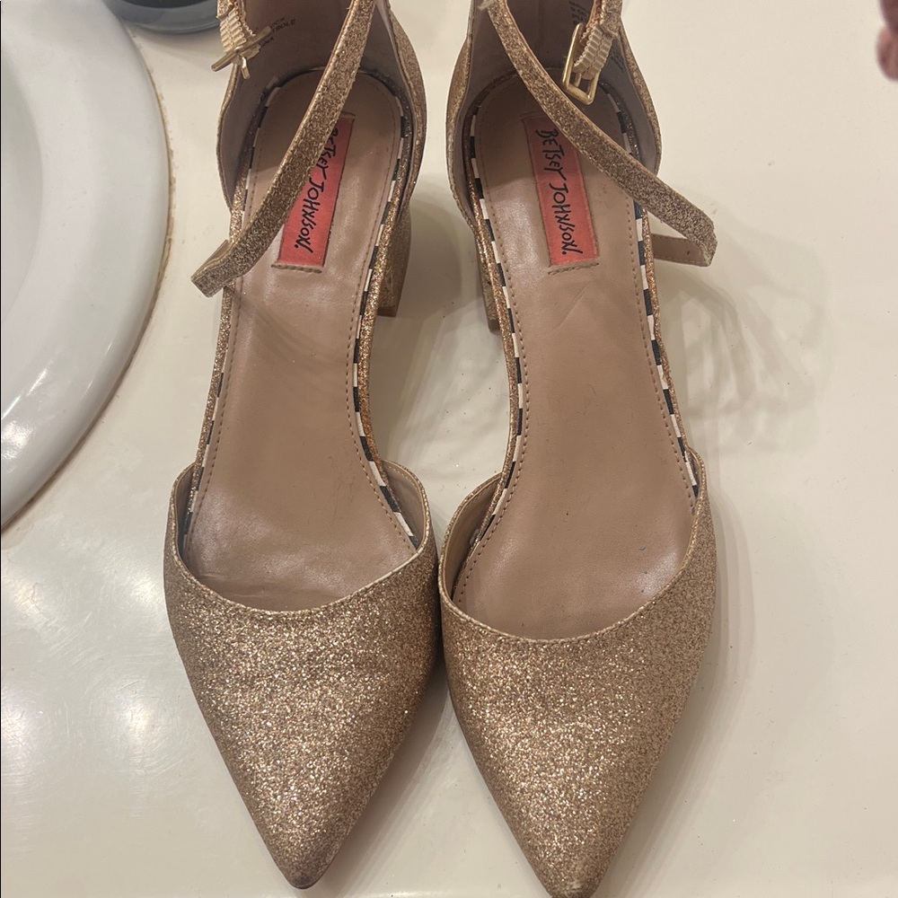 Betsey Johnson Glittery Gold Heels